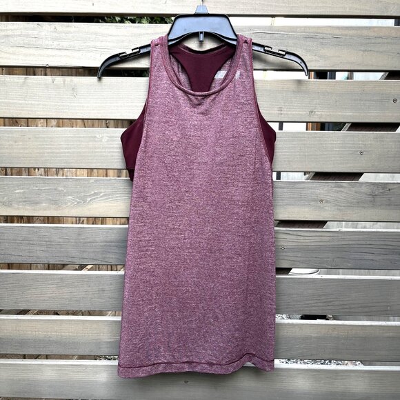 Lululemon 2-for-1 Built in Bra Tank Top Plum Purple Bordeaux Burgundy Size 6 - Picture 2 of 3